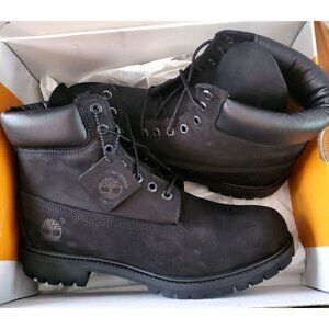 Timberland Men 10.5 Boots 6 Inch Premium Suede Leather Lug Shoe Waterproof Black